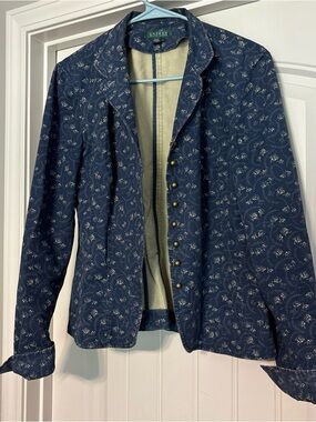 LAUREN Ralph Lauren Navy Floral tailored Jacket large